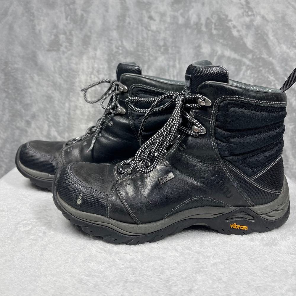 Ahnu Black‎ Leather Waterproof Hiking Boots Womens Size 6.5 Vibram Sole